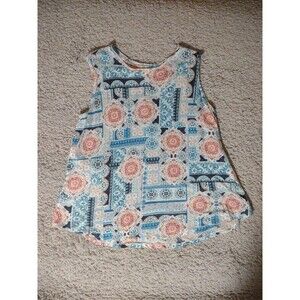 J.Jill Love Linen XS Sleeveless Tank – Lightweight Geometric Print Linen